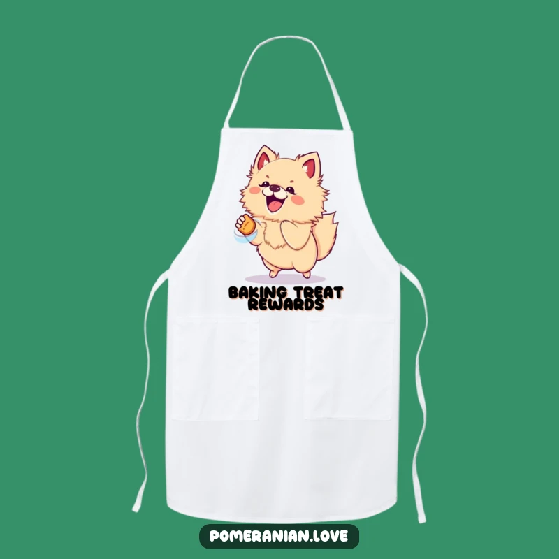 Funny Pomeranian Treat Jump Apron - Energetic Chef Hilarious Kitchen Gift