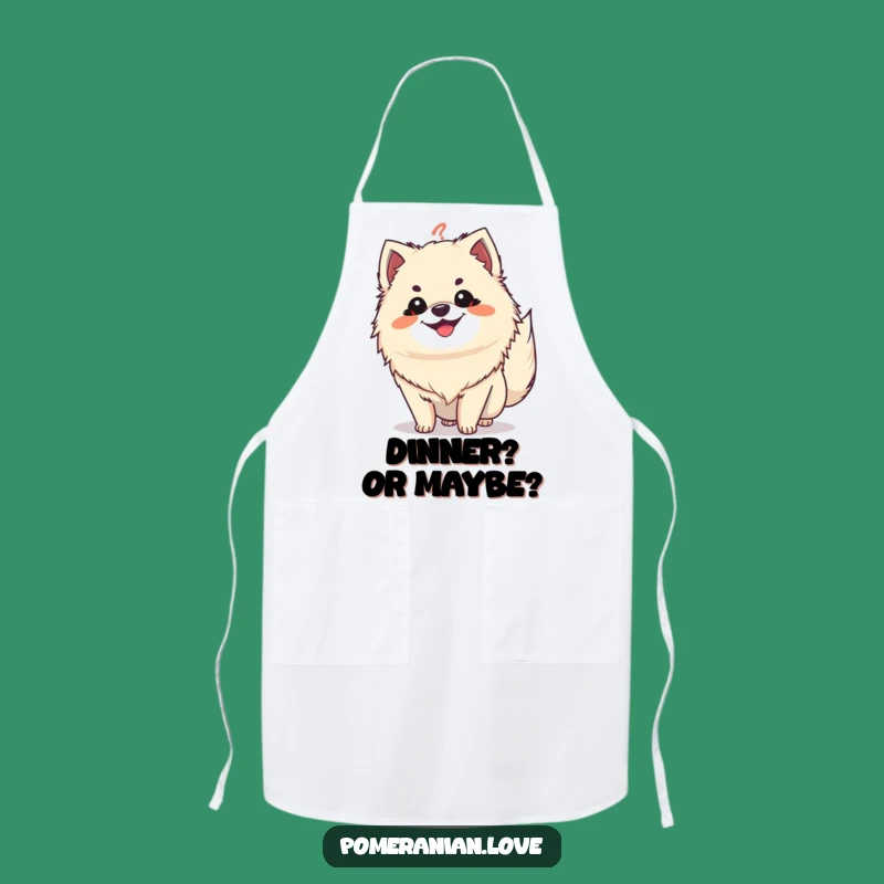 Funny Pomeranian Question Tail Apron: Cook with Curiosity in This Pup's Company