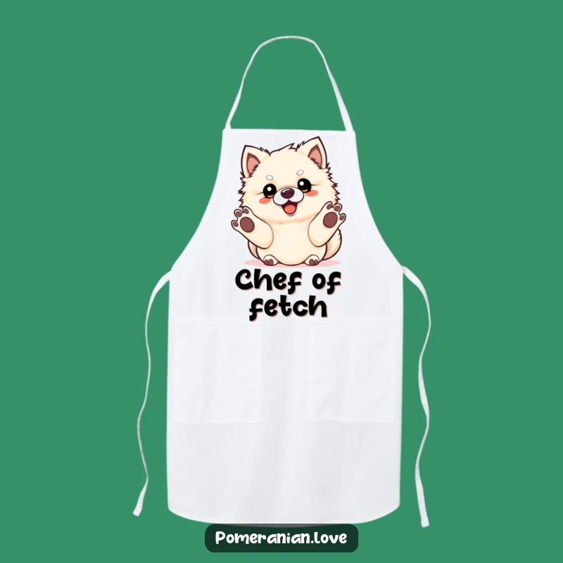 Funny Pomeranian Fetch Apron - Playtime Pup Design, Kitchen Fun Gift