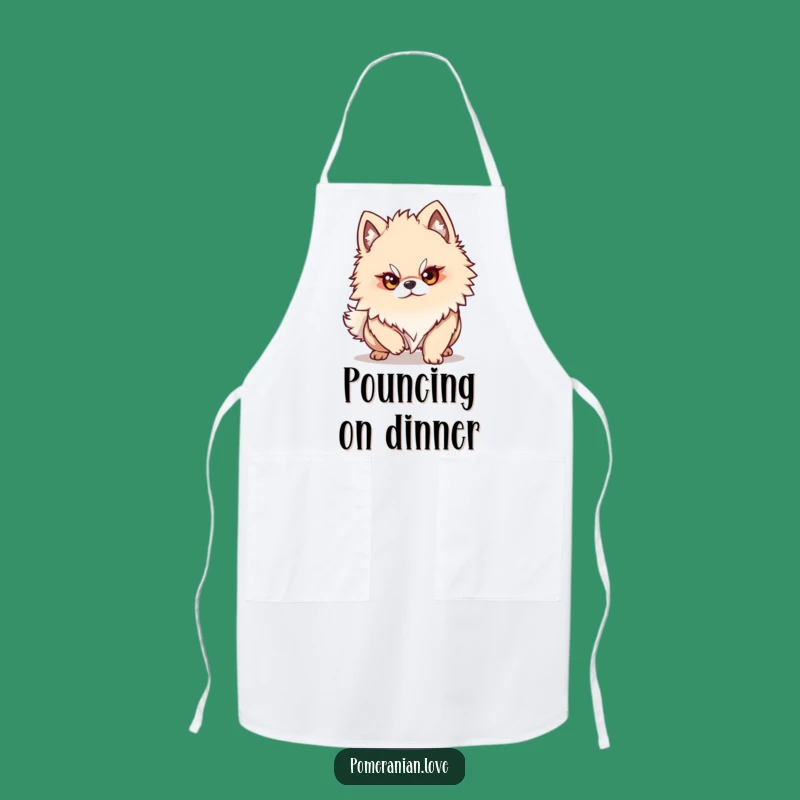 Funny Pomeranian Pounce Apron - Cook with Comedic Focus!