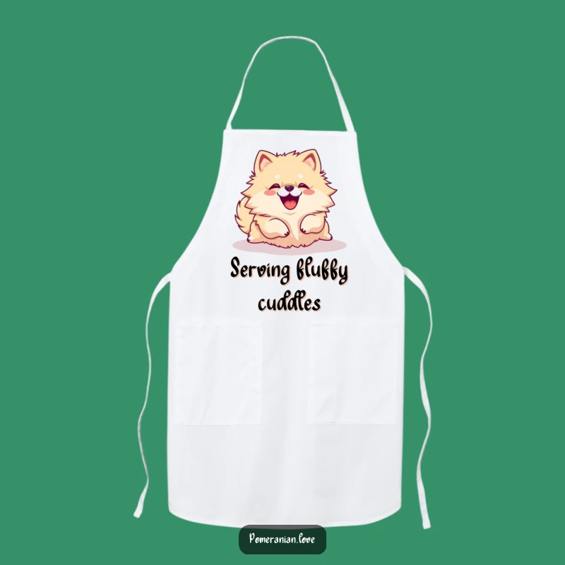 Funny Pomeranian Rolling Over Apron - Chef Pup Yip, Kitchen Fun Gift
