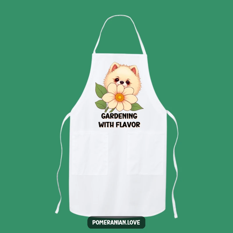 Funny Pomeranian Flower Apron - Curious Pup Baking Design, Kitchen Fun Gift