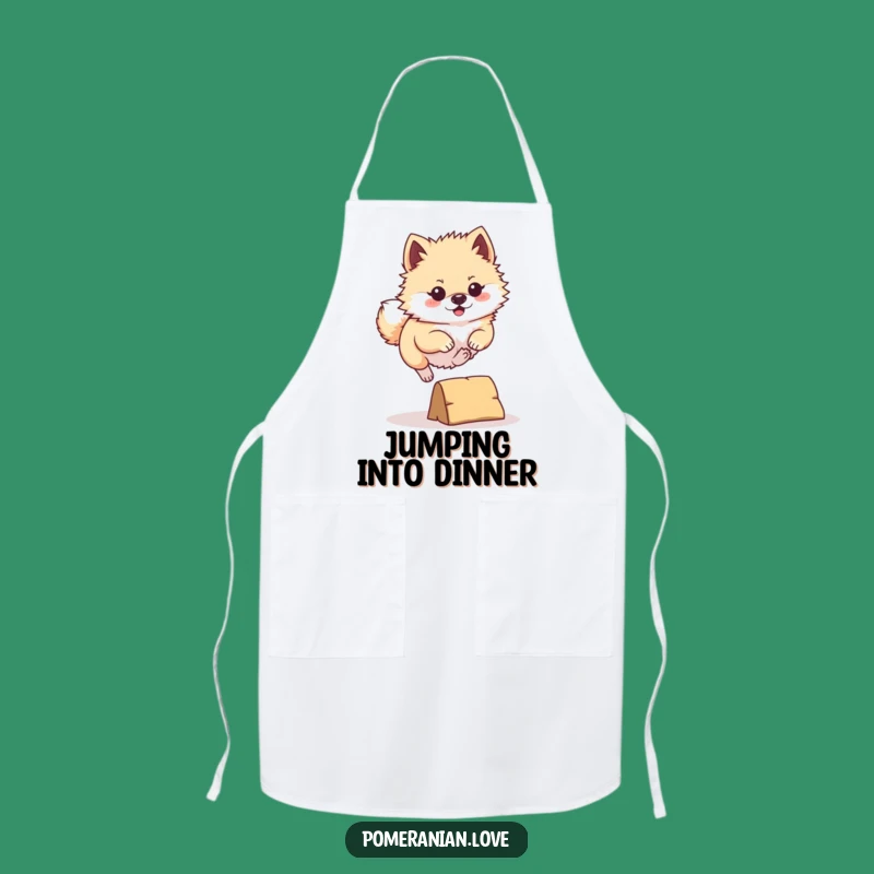 Funny Pomeranian Leap Apron: Determined Kitchen Style, Energetic Dog Gift!