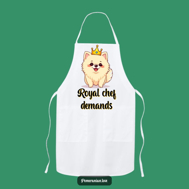 Funny Royal Pomeranian Crown Apron: Cook Like Royalty with Pup Flair