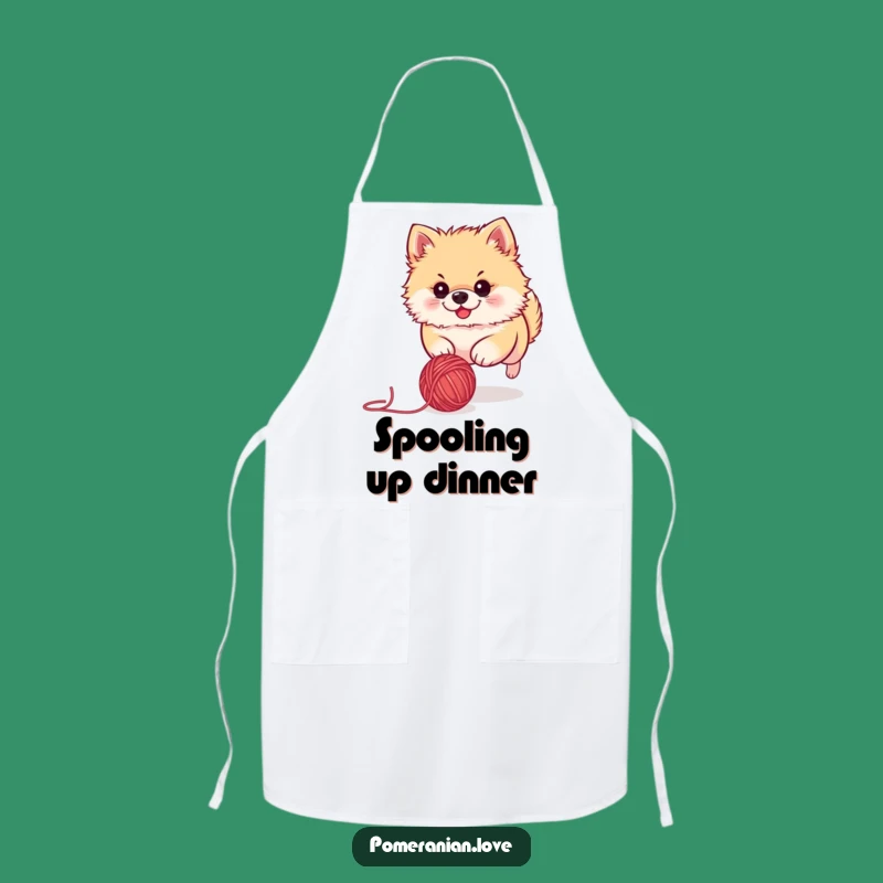 Funny Pomeranian Yarn Ball Apron - Hilarious Kitchen Fun for Dog Lovers