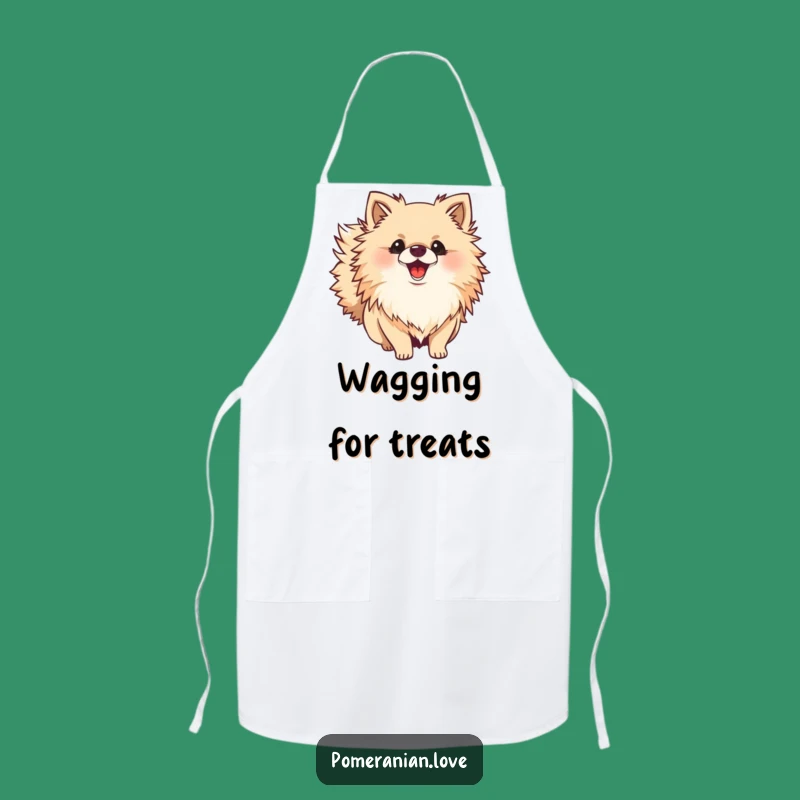 Funny Pomeranian Wagging Tail Apron: Cook with Canine Cheer