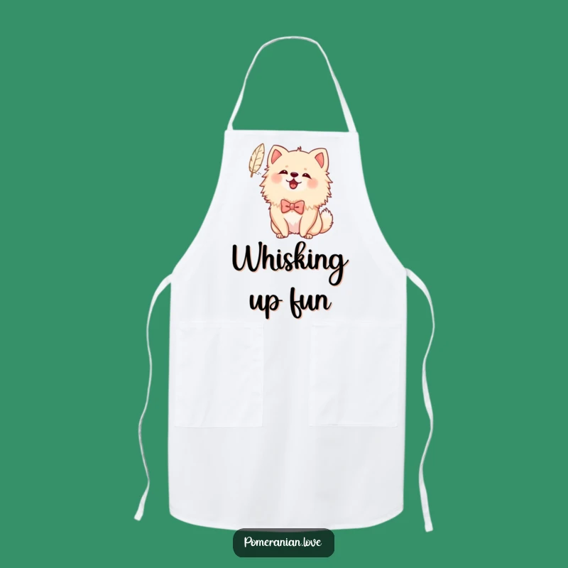 Funny Bowed Pomeranian Apron: Cook with Cheerful Barking and Feather Fun