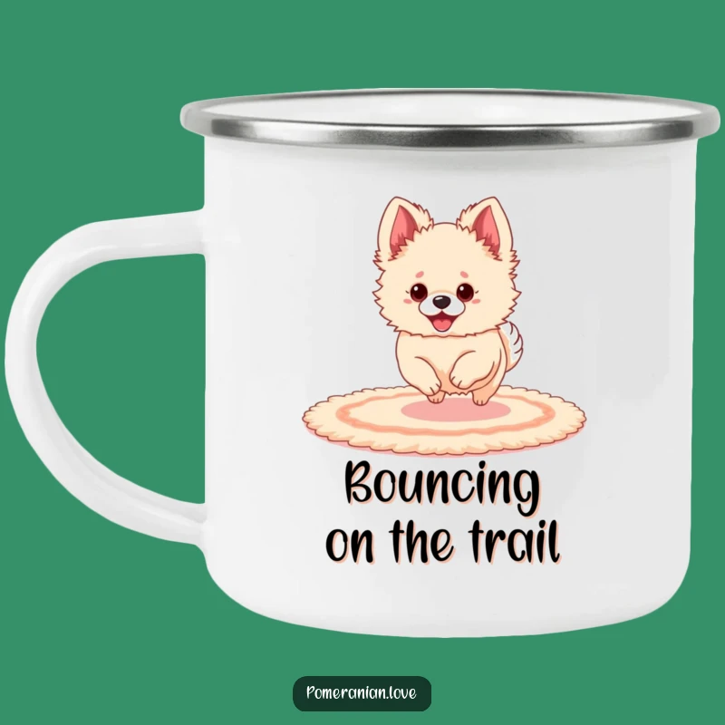Funny Pomeranian Ear Bounce Camping Mug: Enamel Playful Dog Mug, Perfect Funny Gift