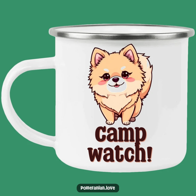 Funny Alert Pomeranian Camping Mug - Durable & Watchful Outdoor Companion