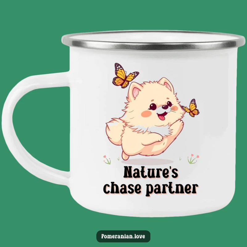 Funny Pomeranian Butterfly Camping Mug: Your Hilarious Companion for Playful Adventures!