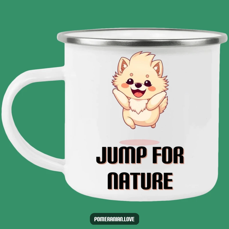 Funny Pomeranian Camping Mug: Fluffy Jumper, Durable Outdoor Gift