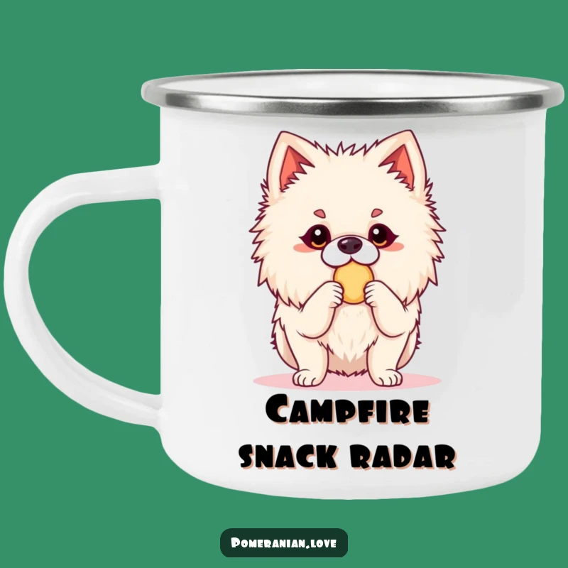 Funny Pomeranian Snack Camp Mug: Alert Dog Outdoor Cup, Hilarious Treat Gift