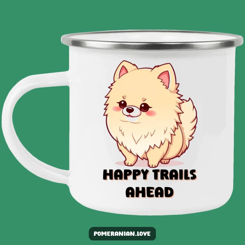Funny Pomeranian Tail Wag Camping Mug: Outdoor Pup Joy, Perfect Adventure Gift!