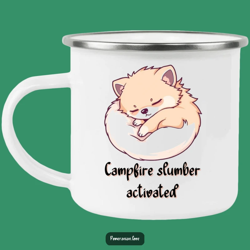 Funny Sleeping Pomeranian Camping Mug - Restful Adventures for Dog Lovers!
