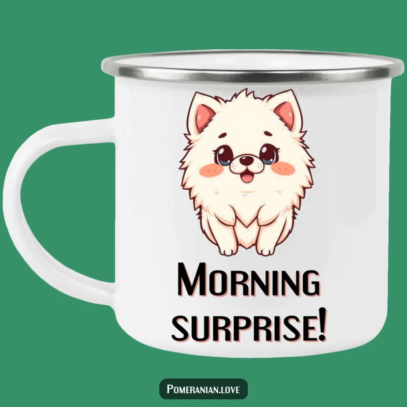 Funny Surprised Pomeranian Camping Mug - Durable & Hilarious Outdoor Gift