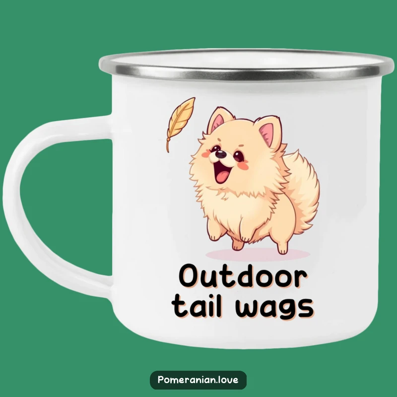 Funny Playful Pomeranian Feather Camping Mug - Adventure Companion