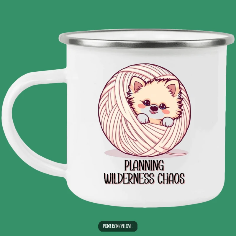 Funny Mischievous Pomeranian Camping Mug - Adventure with a Wink