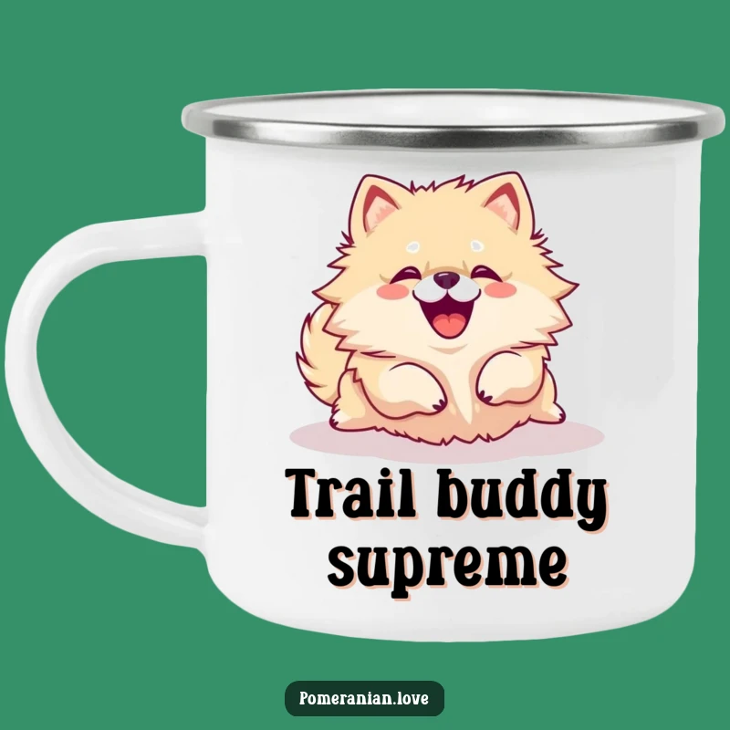 Funny Pomeranian Rolling Over Camping Mug - Durable Yip Cup, Outdoor Fun Gift