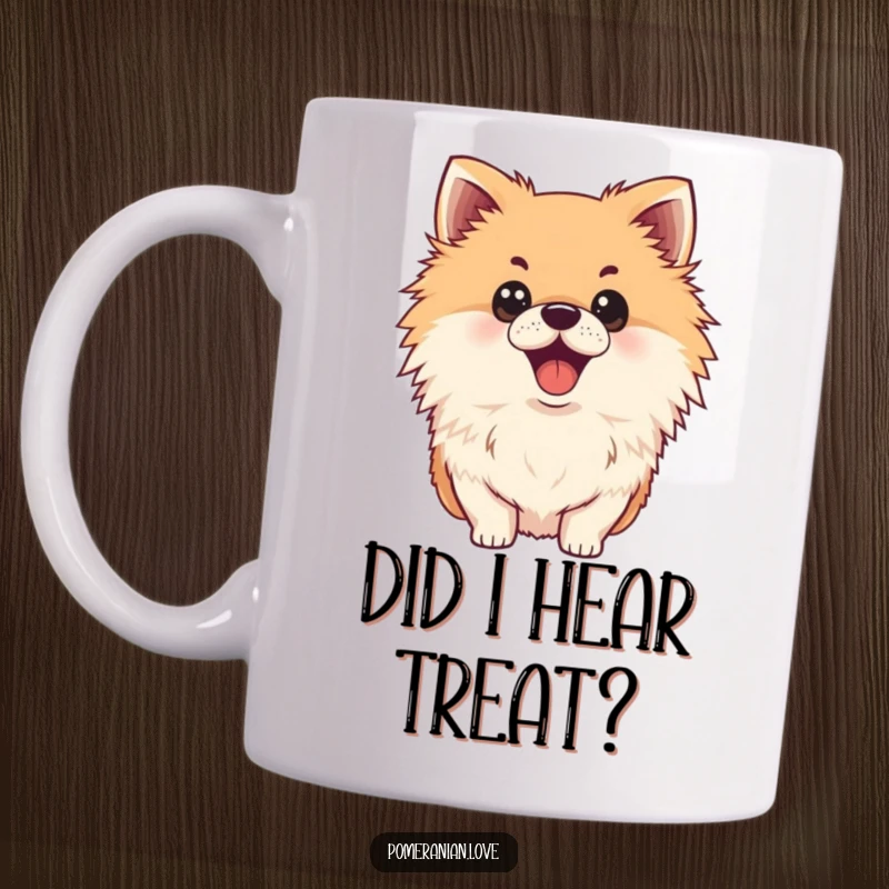 Funny surprised Pomeranian mug, wide eyes, open mouth, shocked expression, perfect gift for dog owners.