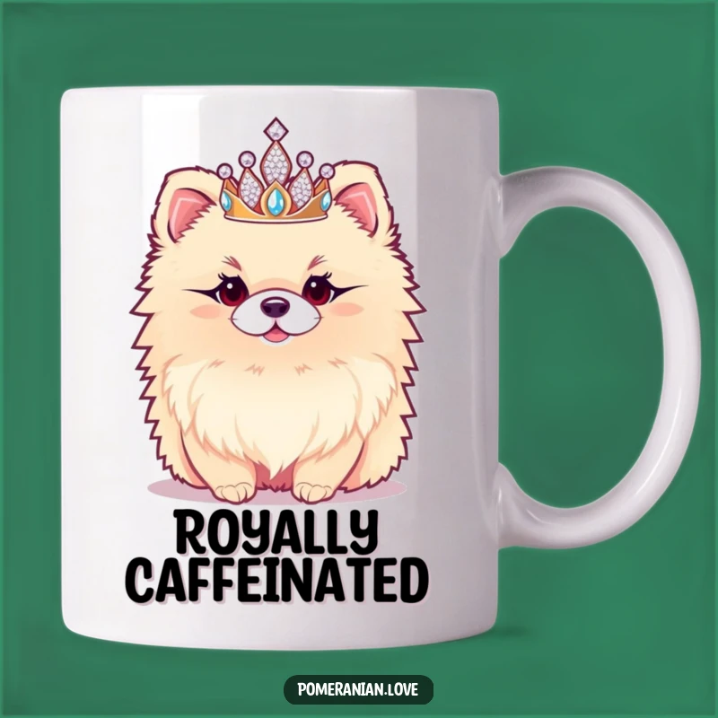Funny Pomeranian Mug - Regal Tiara Dog, Royal Pet Owner Gift Idea