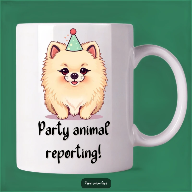 Funny Pomeranian Party Hat Mug - Cheerful Pup Gift