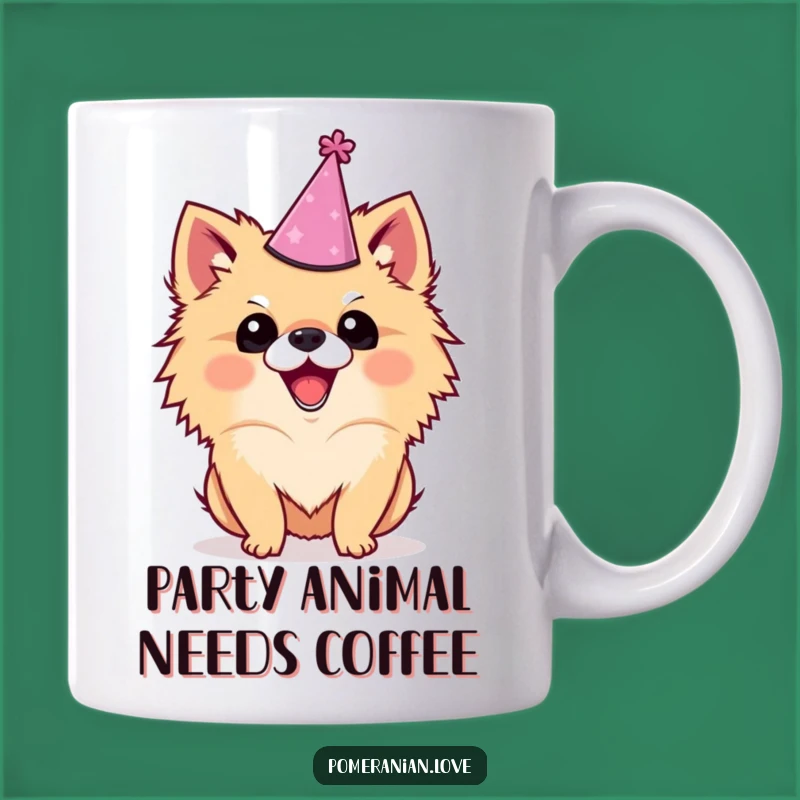 Funny Pomeranian Party Hat Mug: The Perfect Enthusiastic Dog Gift!