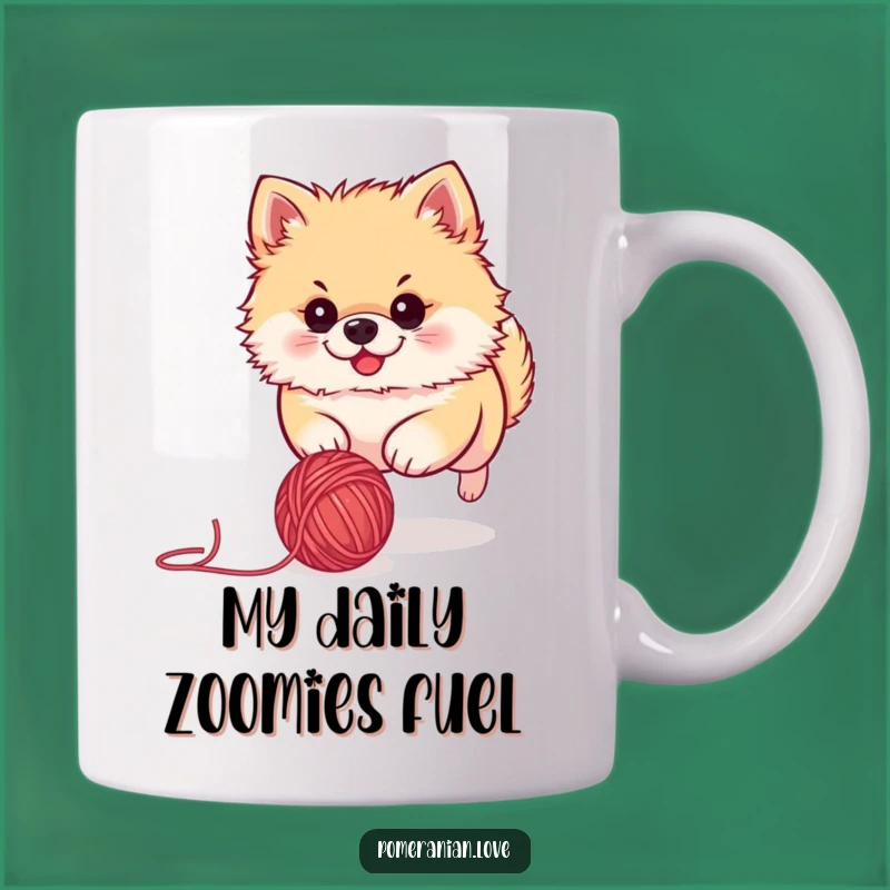 Funny Pomeranian Yarn Ball Chase Mug - Hilarious Dog Lover Gift Idea