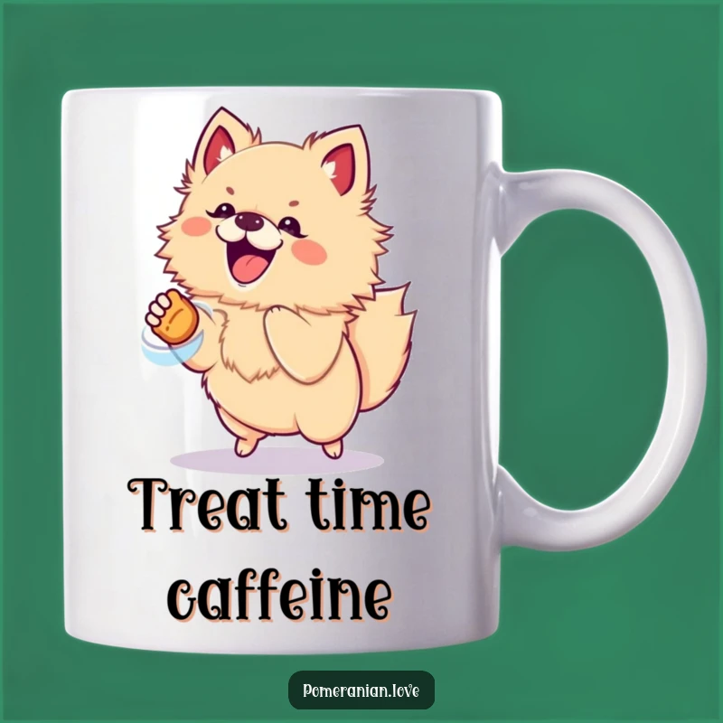 Funny Pomeranian Treat Jump Mug - Energetic & Hilarious Dog Gift