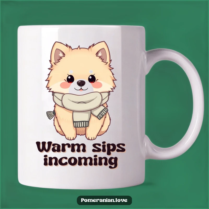 Funny Cozy Pomeranian Mug - Warm Scarfed Dog Gift Idea