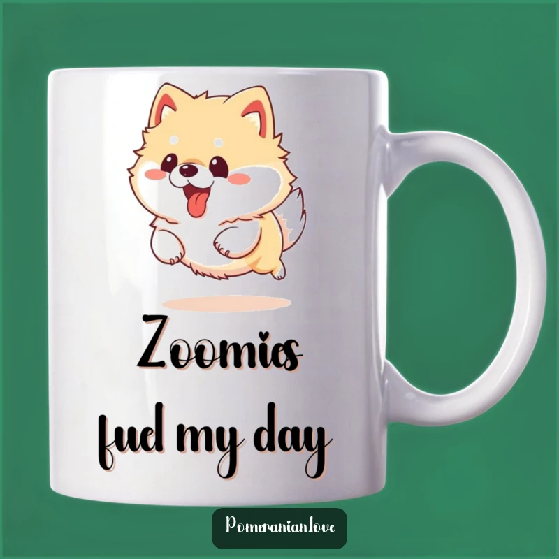 Funny Running Pomeranian Mug - Goofy Dog Tongue Out Gift Idea