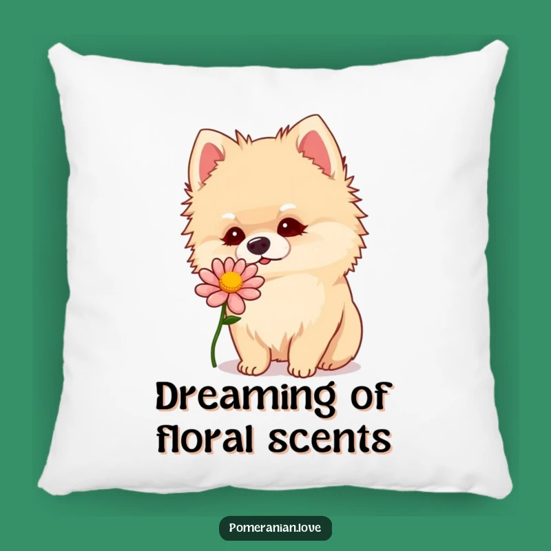 Funny Pomeranian Flower Sniff Pillow: Soft Curious Dog Accent Pillow, Perfect Funny Gift