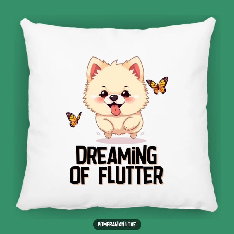 Funny Pomeranian Butterfly Pillow: Silly Pup Cuddle, Humorous Dog Decor