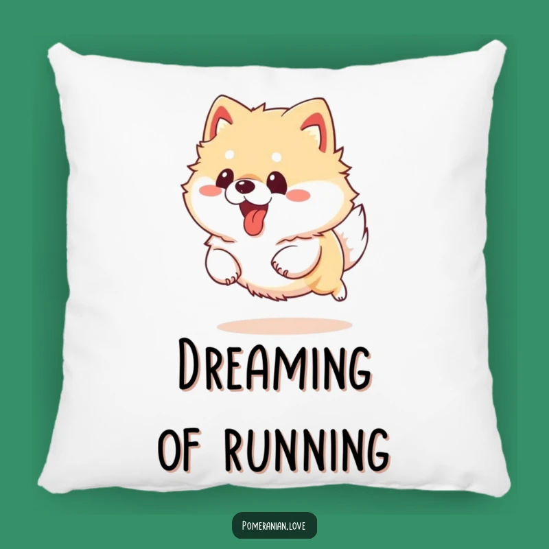 Funny Pomeranian Running Pillow - Cozy Dog Accent Pillow - Gift Idea