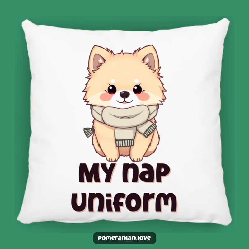 Funny Cozy Pomeranian Pillow - Scarfed Dog Accent Pillow - Gift
