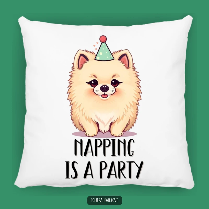 Funny Pomeranian Party Pillow - Cozy Festive Pup Accent