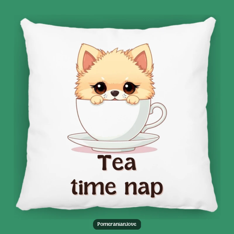 Funny Pomeranian Teacup Pillow - Cozy Curious Accent