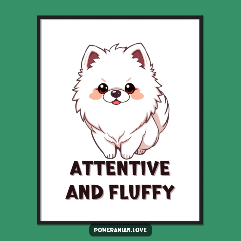 Funny Alert Pomeranian Digital Art - Watchful Dog Print - Gift