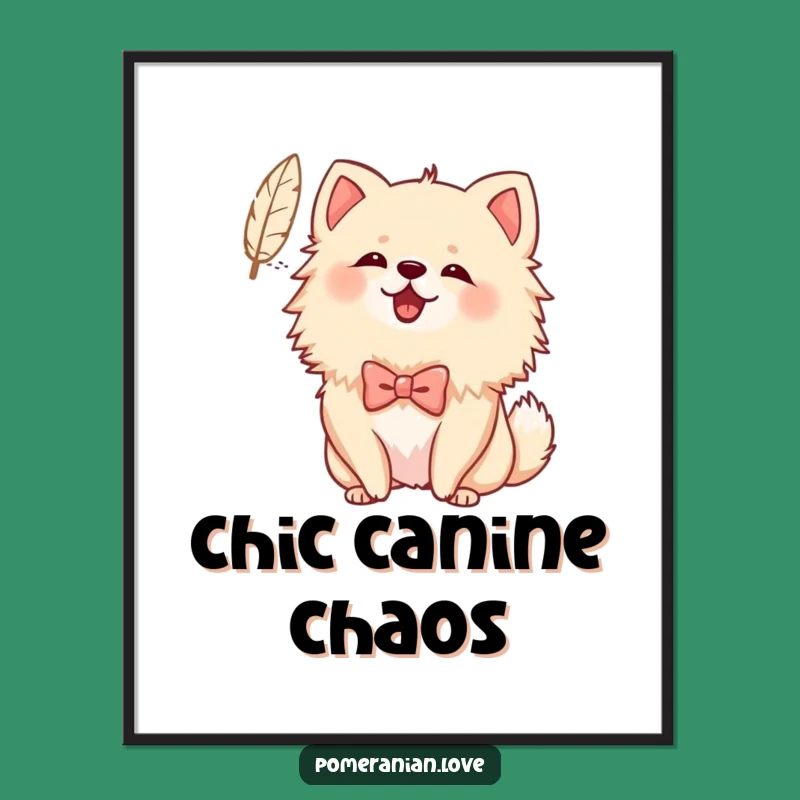 Funny Bowed Pomeranian Digital Art: Instant Cheerful Barking Joy for Walls