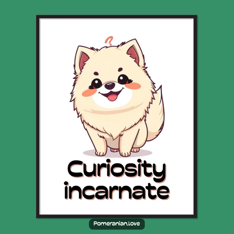 Funny Pomeranian Question Tail Digital Art: Instant Intrigue for Your Screen