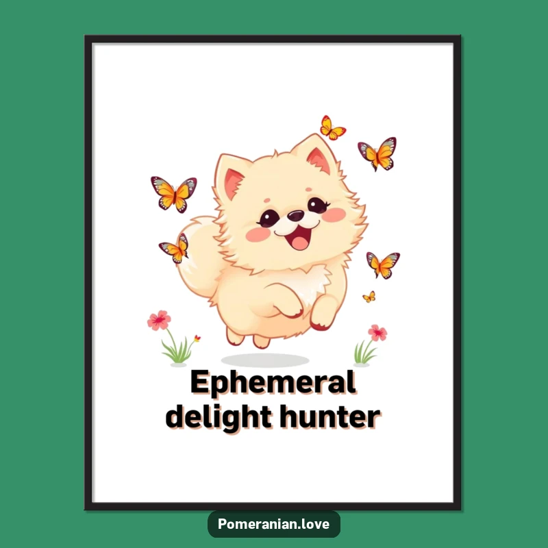 Funny Delight Pomeranian Digital Art Print: Chase Happy Moments!