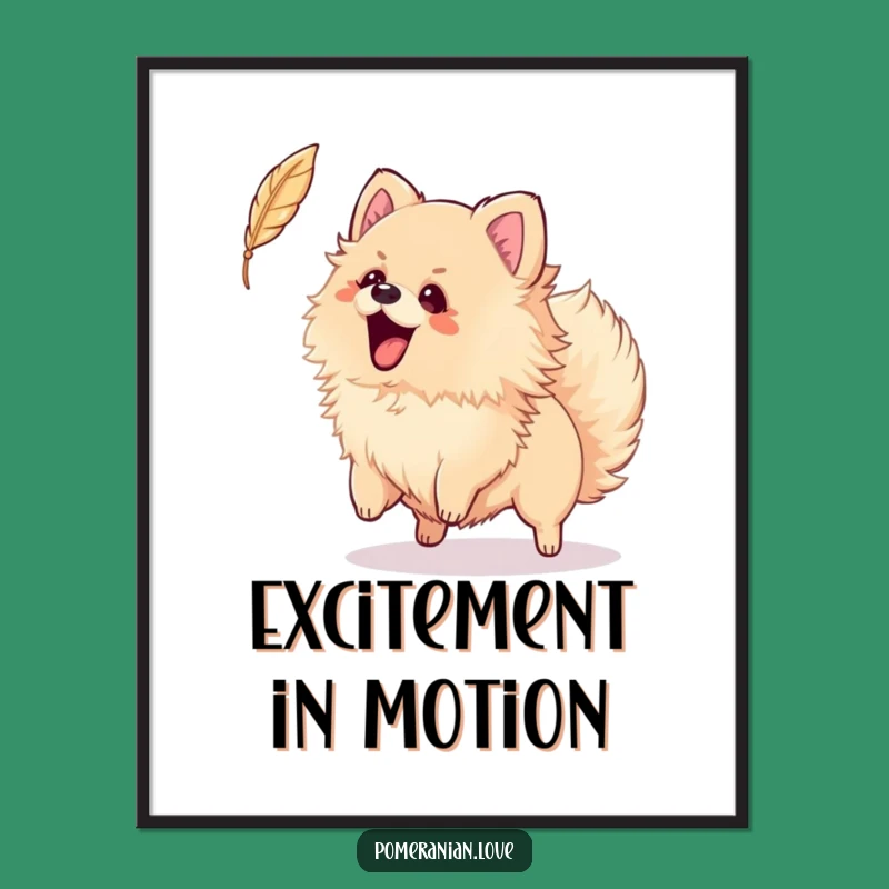 Funny Pomeranian Feather Digital Art - Printable Playful Decor