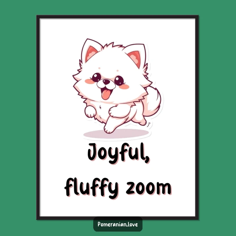 Funny Pomeranian Digital Art: Running Joy, Instant Pet Decor Funny Gift!