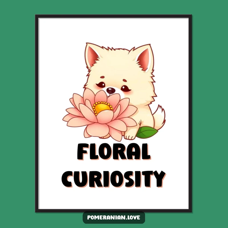 Funny Pomeranian Flower Digital Art - Instant Floral Charm