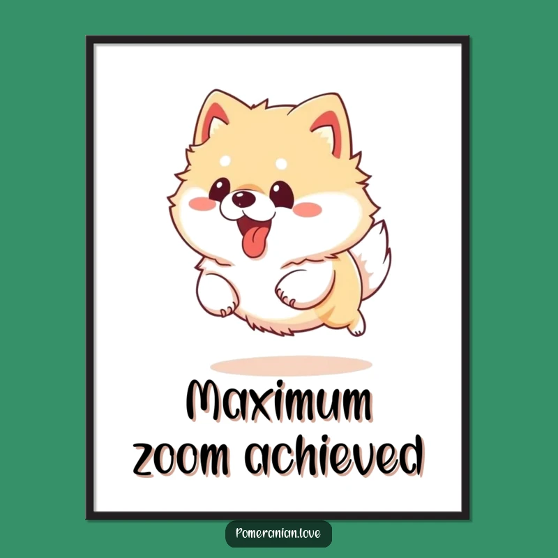 Funny Pomeranian Running Digital Art - Energetic Dog Print - Gift
