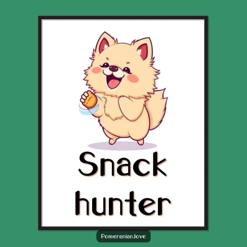 Funny Pomeranian Treat Jump Digital Art - Energetic Printable Hilarious Gift