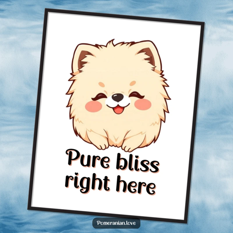 Funny Pomeranian digital art print showing a fluffy dog receiving a loving head scratch, perfect for wall decor.