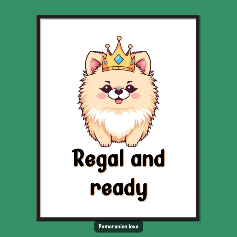 Funny Pomeranian Crown Digital Art: Regal Pup Portrait, Instant Royal Charm