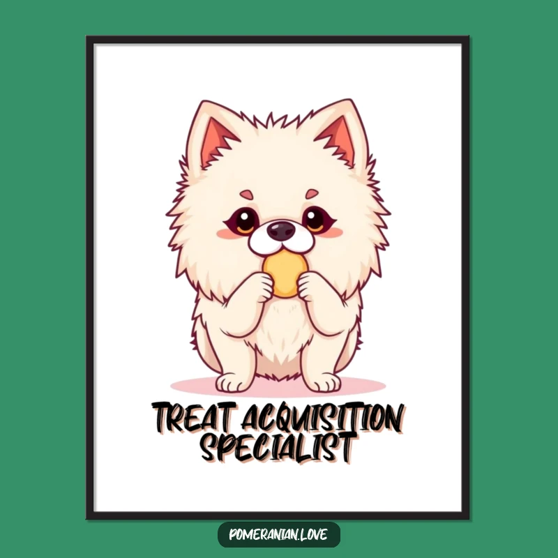Funny Pomeranian Treat Art Print: Alert Dog Digital Download, Hilarious Wall Gift