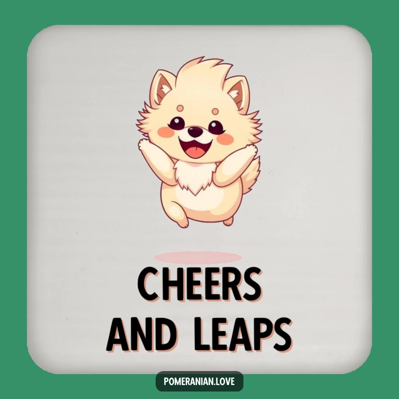 Funny Pomeranian Drink Coaster: Fluffy Jumper, Cute Dog Decor Gift