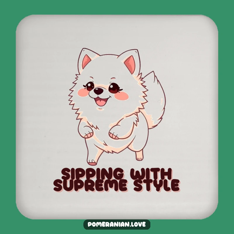 Funny Confident Pomeranian Coaster - Protect Surfaces with Style